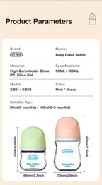 Baby Anti-flatulence BPA free Glass Bottle